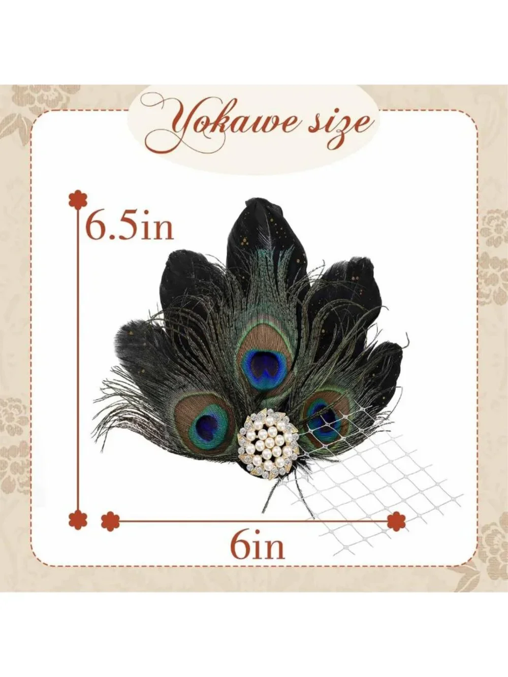 Elegant Peacock Feather Fascinator Hair Clip | 1920s Flapper Headpiece & Gatsby
